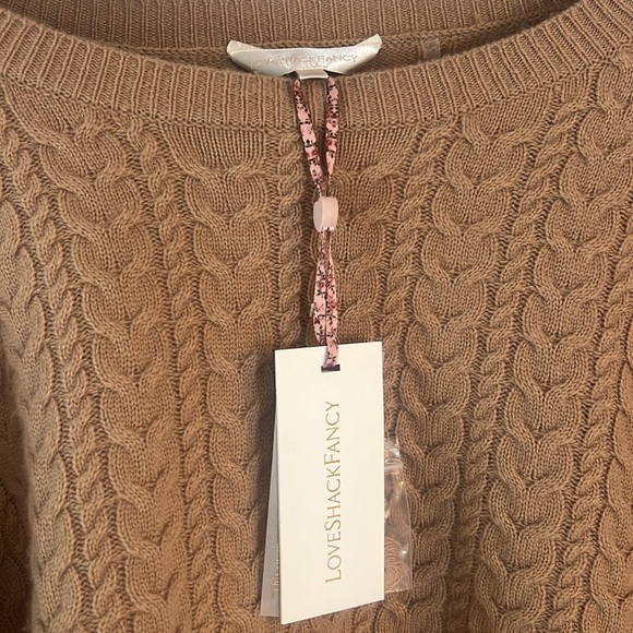 LoveShackFancy Calloway Cropped Sweater in Beige M NWT - Picture 5 of 7